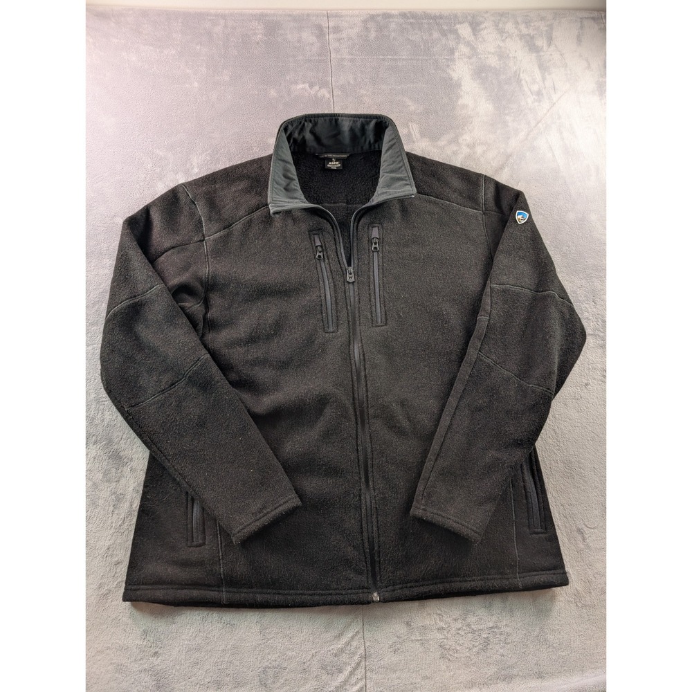KUHL Interceptr 3183 Mens XXL Black Full Zip Fleece Jacket L/S Thumbholes 2XL